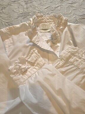 J.Crew Re-Imagined White Cotton Ruffle Collar & Cuffs Blouse